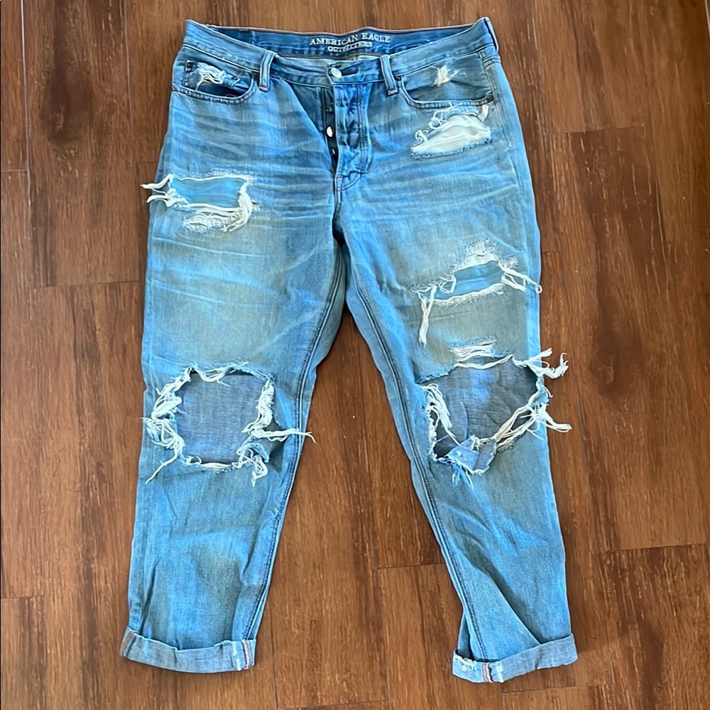 Distressed Blue Jeans